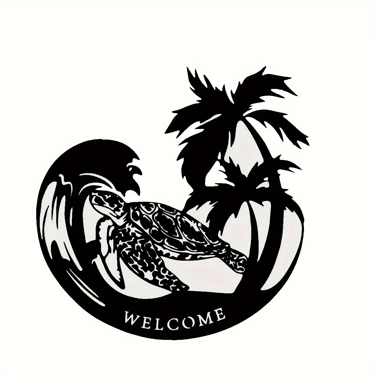 Beach Coconut Tree Turtle Living Room Metal Turtle Wall Decorative Art Animal Theme Home Decor Wall Hanging Crafts