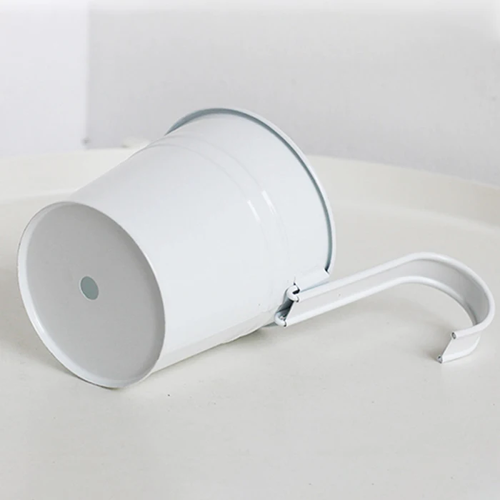 White Metal Flower Pot Small Hanging Garden Custom Galvanized Planter For Home Garden Decoration
