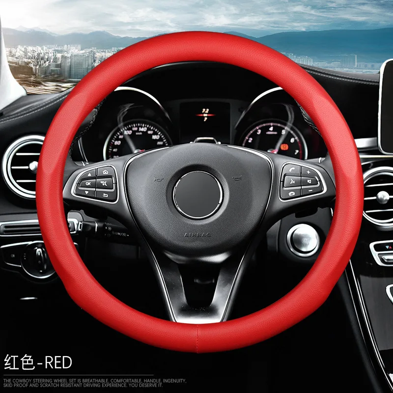 Comfortable Safe And Non-slip Custom Classic Genuine Leather Steering Wheel Cover
