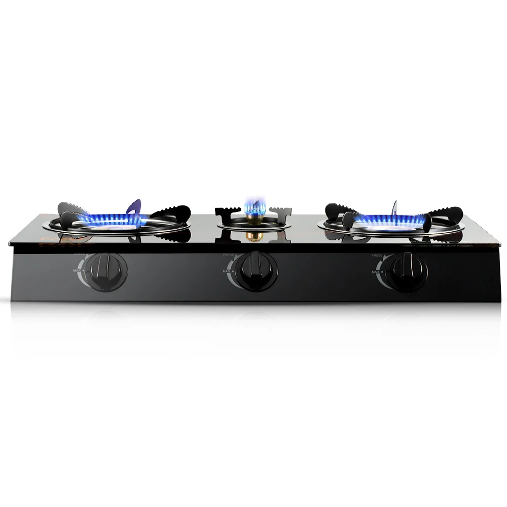 RAF Hot Selling Home Cooking Gas Stove with Electronic Ignition and Flame Failure Protection 3 Burners Portable Gas Burner