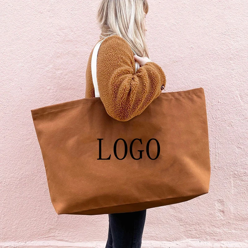 Oversized Extra Large Canvas Tote Bag Weekender Giant Big Grocery Shopper with Custom Logo Printing for Gift