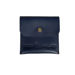 custom snap press button covered envelope shape luxury Engraved hot heat pressure sunk logo small leather purse pouch bag