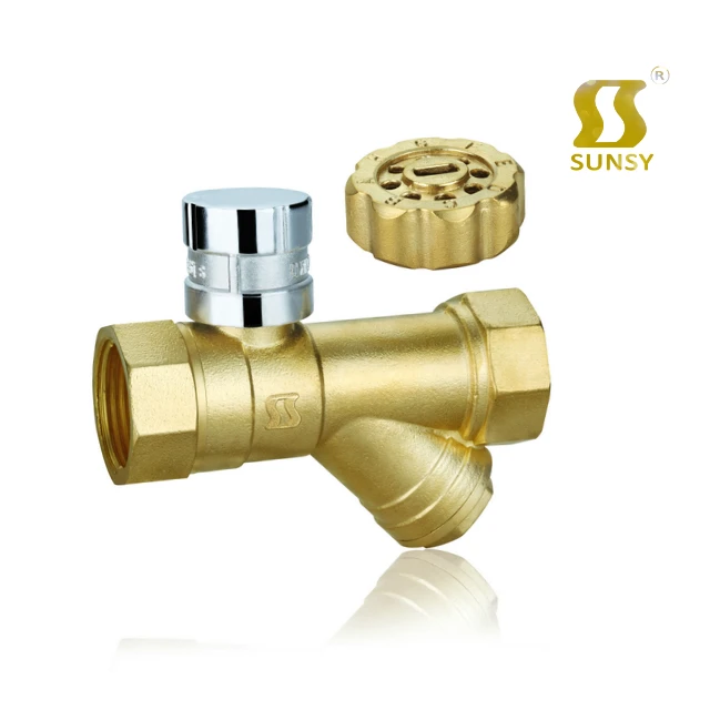 yuhuan shunshui factory BSP NPT 59-1forged male female long handle brass drain filter mesh ball valve y type strainer for water