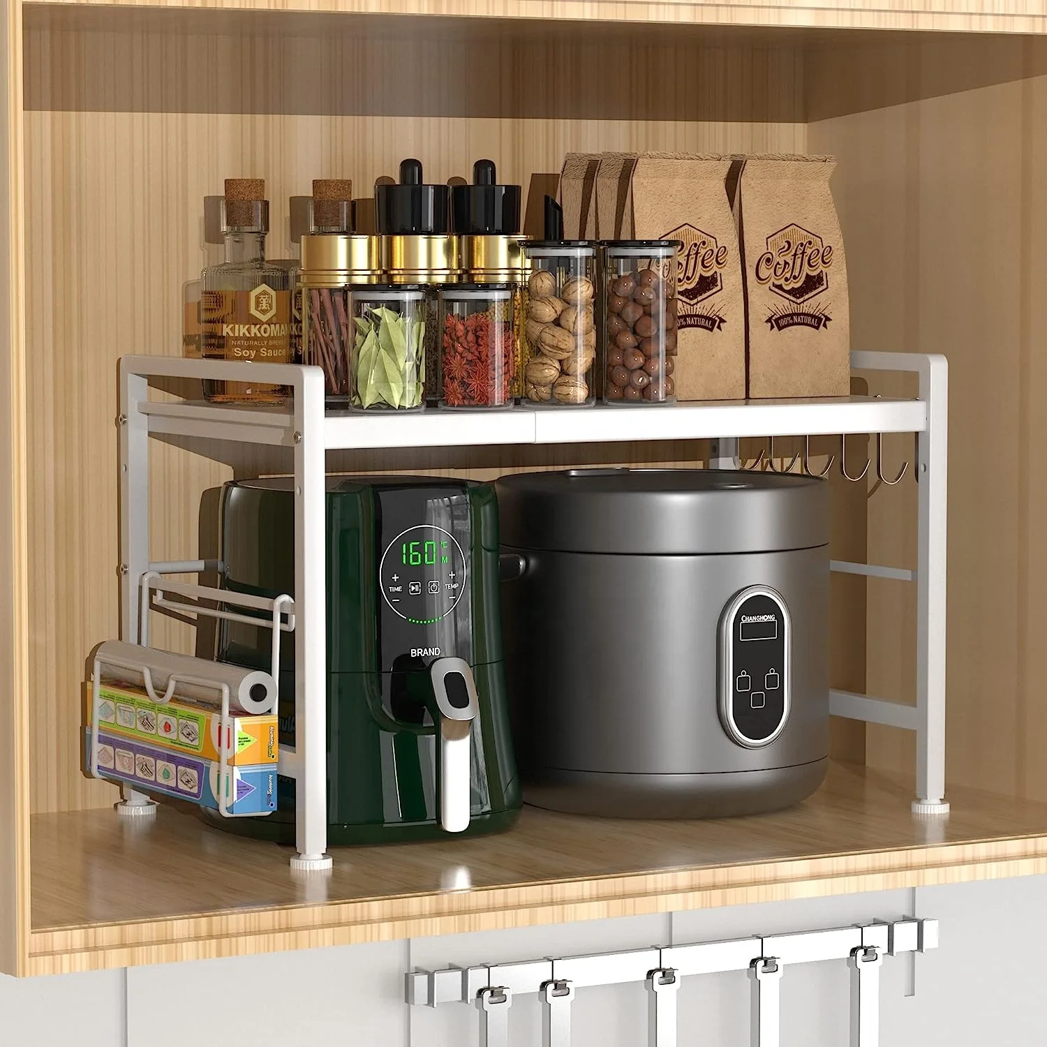 Kitchen adjustable metal expandable microwave shelf storage holders & racks microwave oven rack