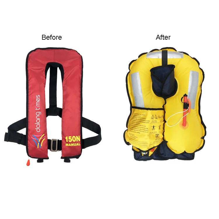  Customized Professional Adult High Buoyancy 150N Reflective Tape Portable Auto Inflatable Boat Fishing Life Vest
