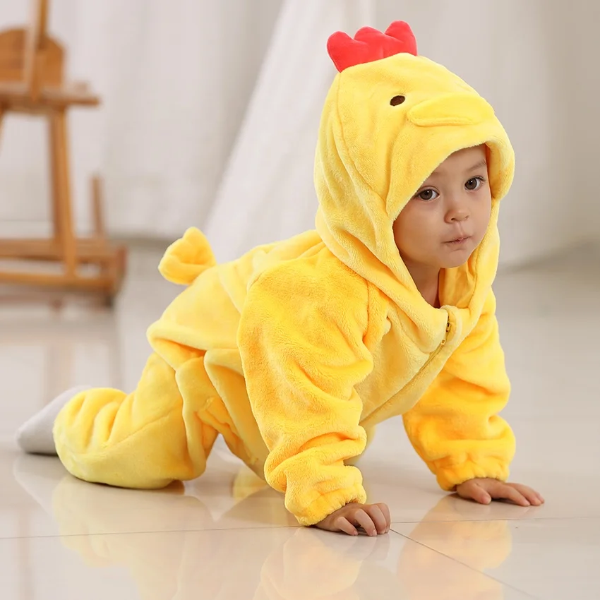 TONWHAR wholesale animal romper for baby unisex baby clothes newborn flannel onesie kids jumpsuit