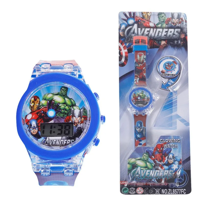 Flash 3D Light Luminous Children Kids Clock Super Ben 10 Cartoon electronic lighting toy watch for Boys Girls