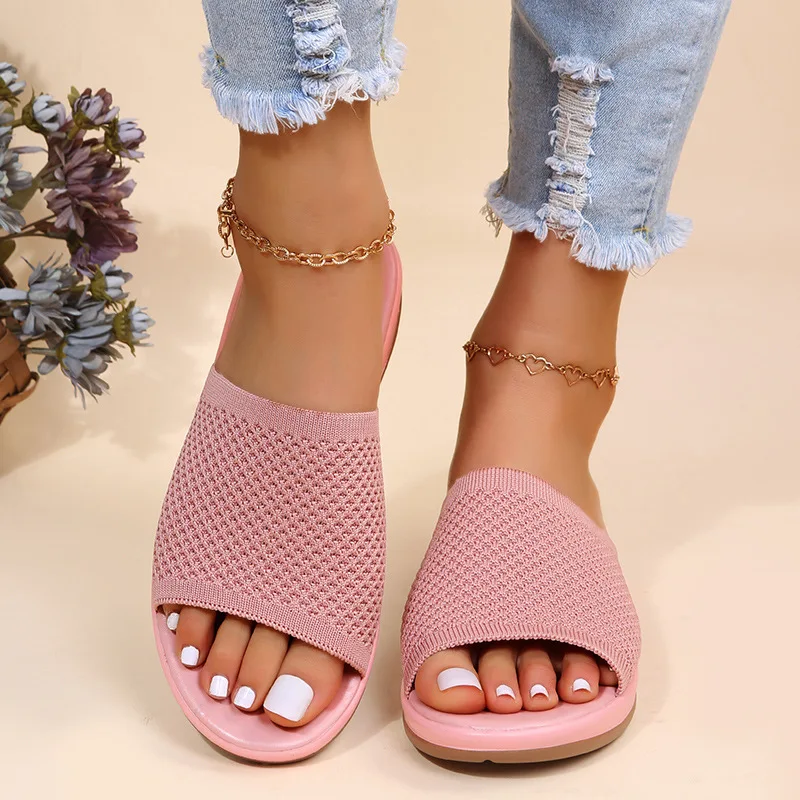 Plus Size 43 Flat Slippers Women Slipper Outside Platform Female Casual Shoes Comfortable Ladies Leisure Mesh Sandals