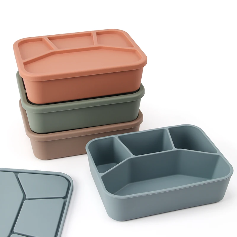 Stackable Food Storage Container with Lid Lunch Fruit Silicone Bento Box Durable Lunch Box Containers