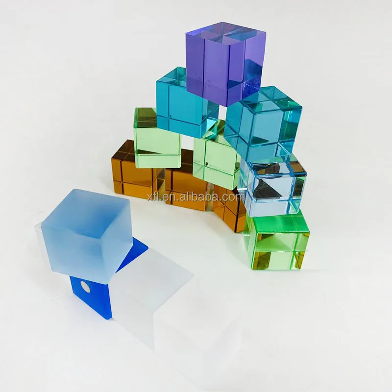 Factory Customize Acrylic Building Block Colorful Cube Block Games Children Toys Acrylic Gem Blocks