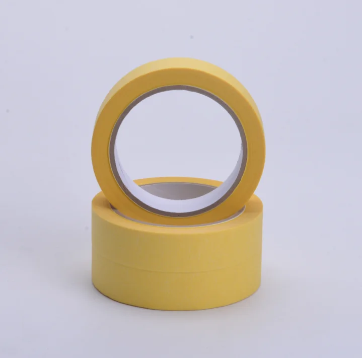 Removable Yellow Automotive Crepe paper Masking Tape Roll For Car Painting