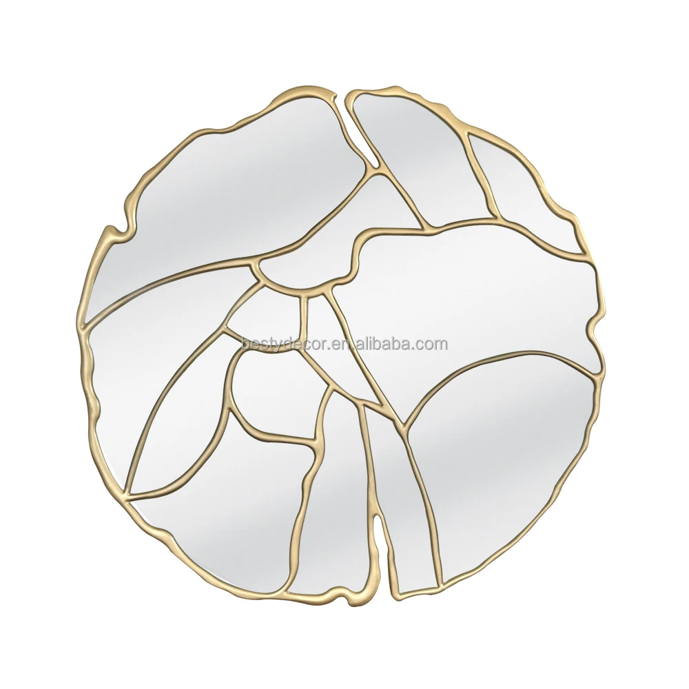 New Promotion Exclusive Design Mirror Gold Engraved Carved 5 STAR Hotel Living Room Hallway Wall Art Decor Espejos Mirror