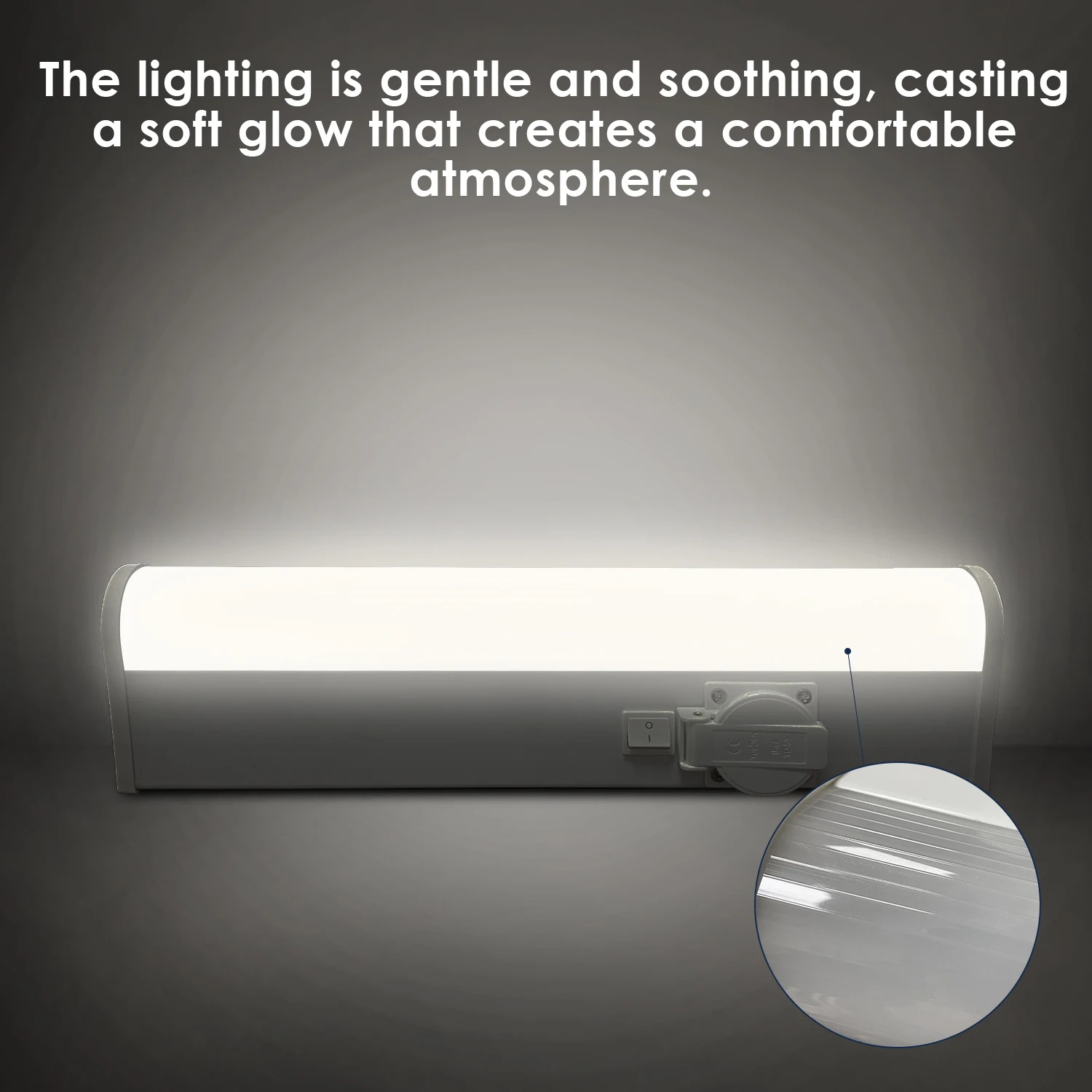 IMVSINCERE LED Wall Mounted Bathroom Lights  with EU socket T8 fixture for bathroom light with shaver socket 95cm 12w ip44