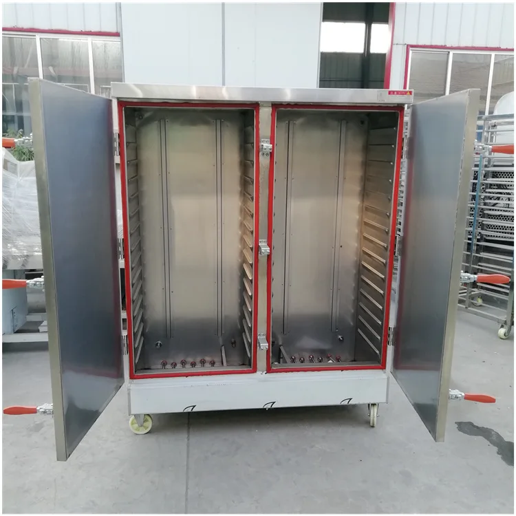 commercial timing chicken steamer 24-tray rice steaming cabinet with trolley