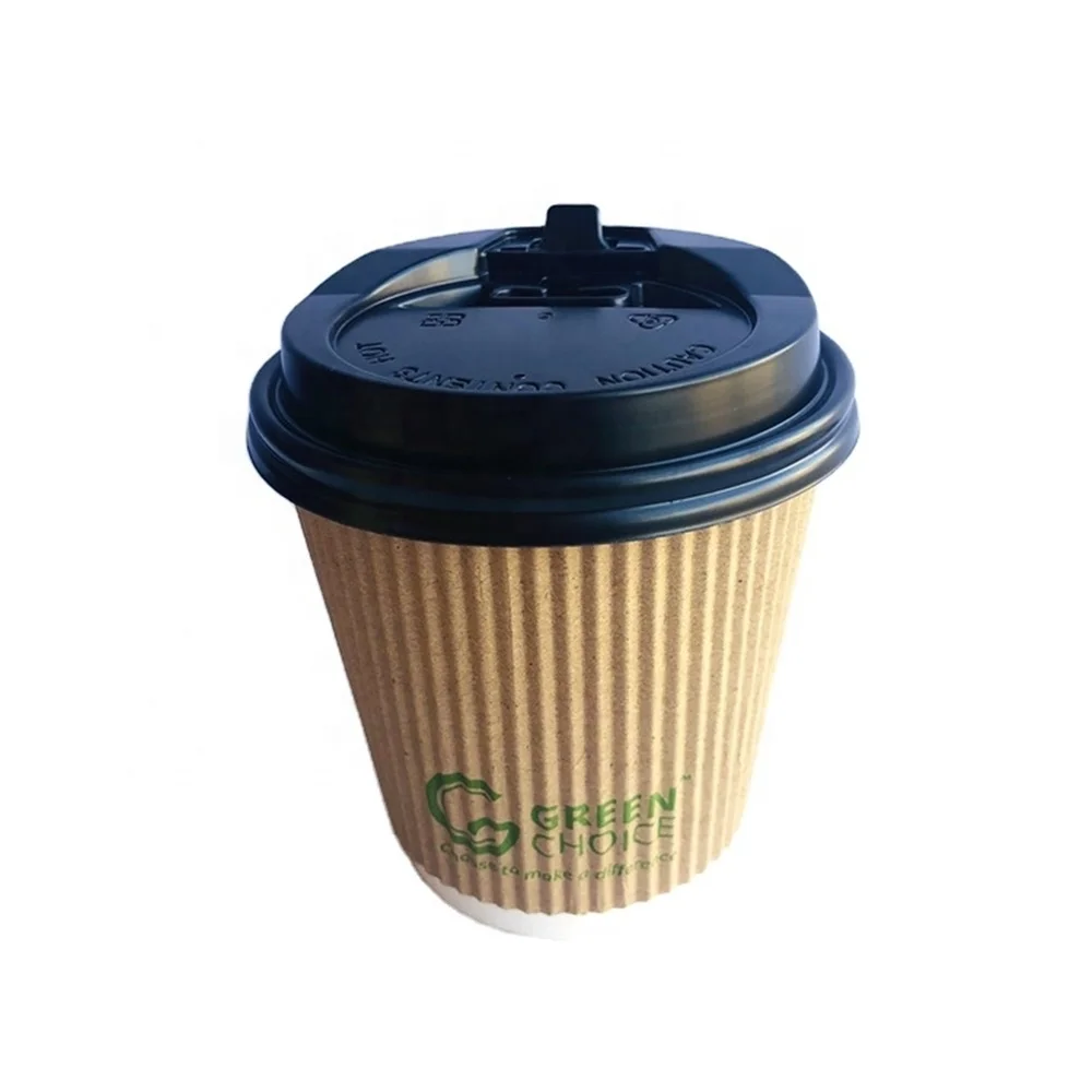 Customized design  printed PE coated double wall disposable ripple paper cups for hot coffee