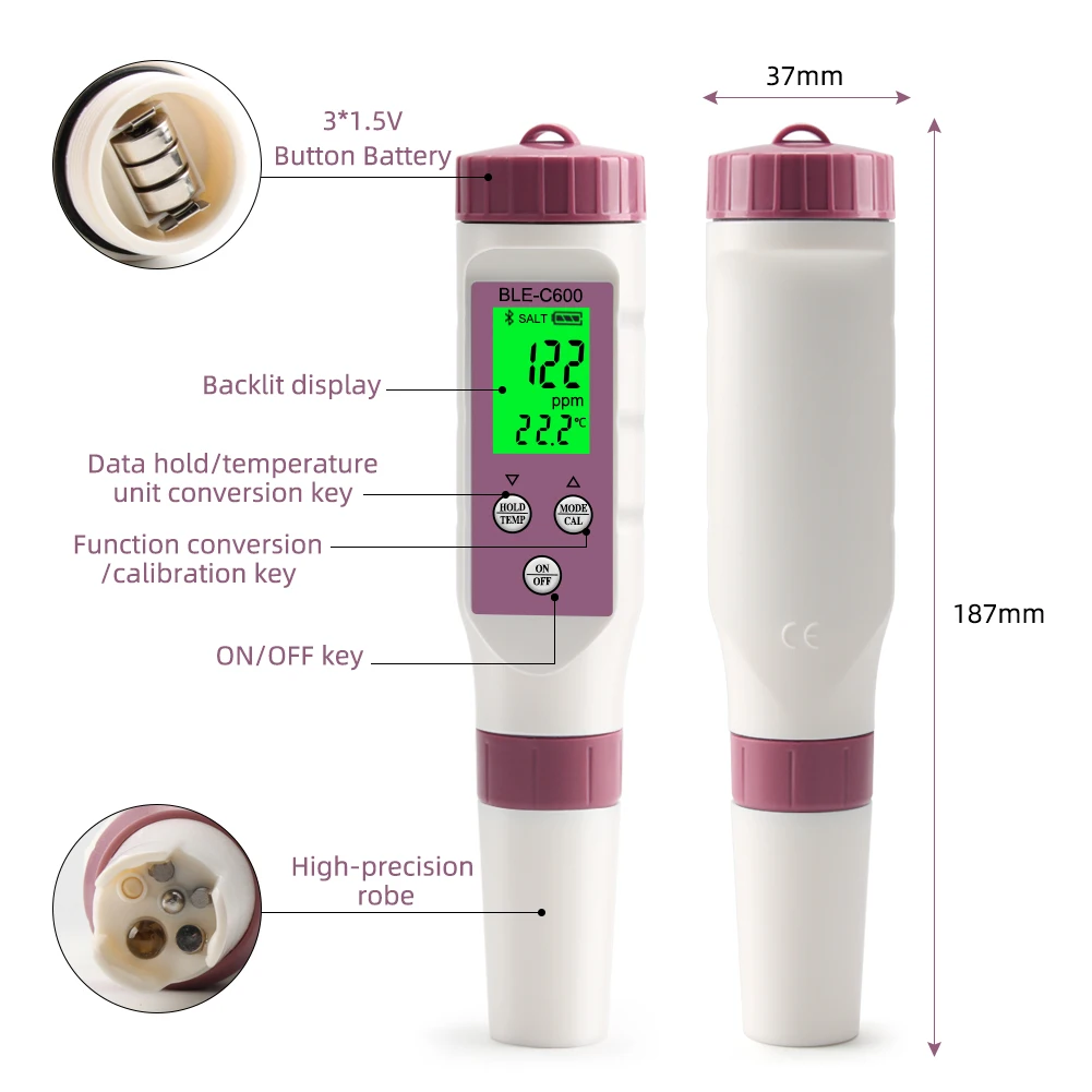 Electronic pool water tester 7 in 1 TDS/Temp/pH/EC/S.G/Salt/ORP meter water quality tester for aquariums