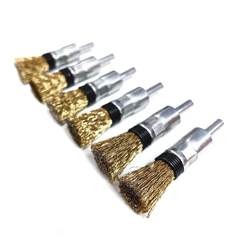 High Performance Industrial Crimped Wire End Brush Pen-Shaped with 75mm Bristle Made of Brass for Cleaning