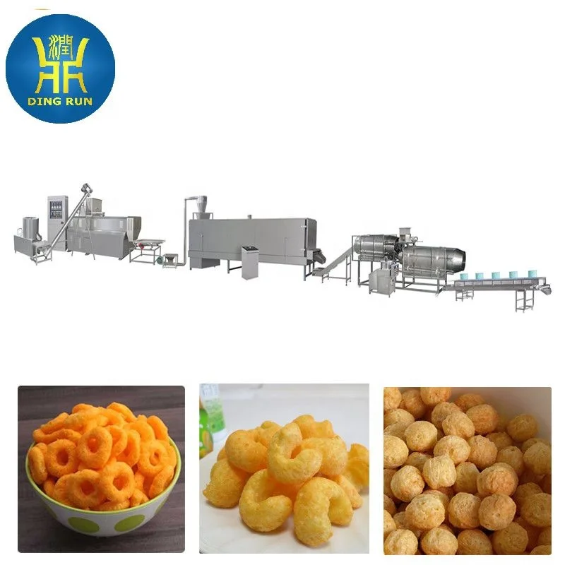 Automatic Corn Puff Cheese Ball Chips Snacks Production Line and Corn Flour Extruder Processing Line New Condition
