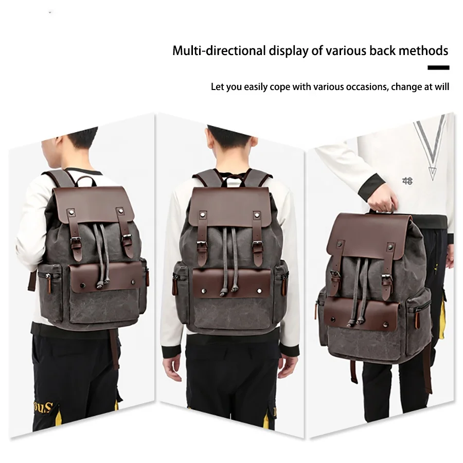 ZUOLUNDUO Fashion Wear Resistant Canvas Rucksack Backpack For Outdoor Travel Laptop Backpack For College School Backpack Unisex