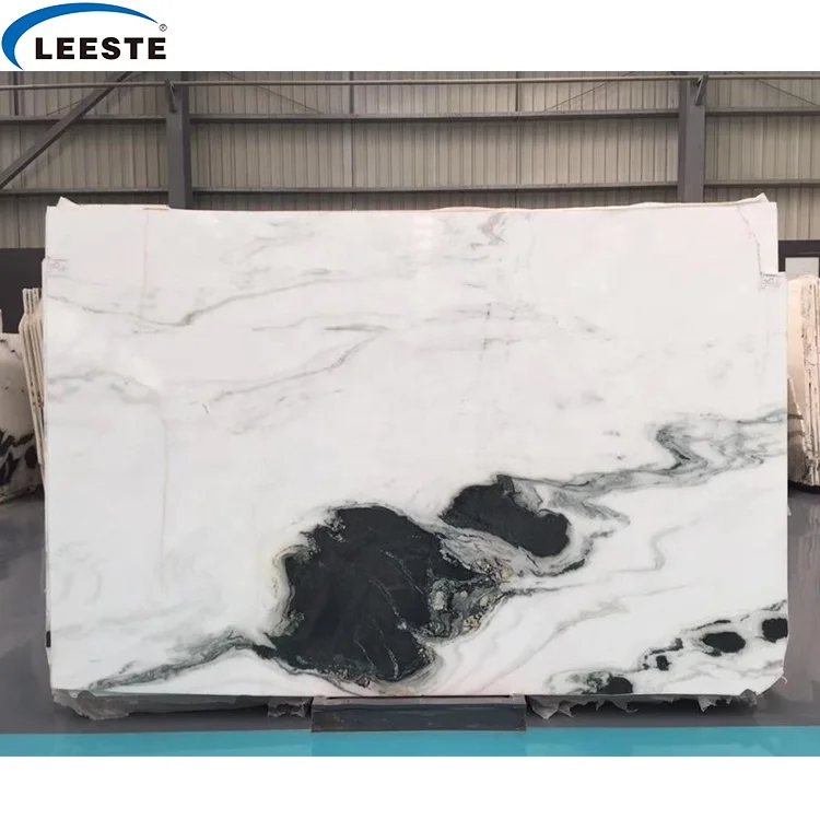 China quarry Custom Cutting Stone wall and floor with black vein tile nature panda white marble slab