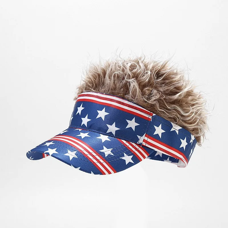 Hot Selling Stock American Flag Cap Five Pointed Star Striped Wig Custom Baseball Cap Pattern Logo