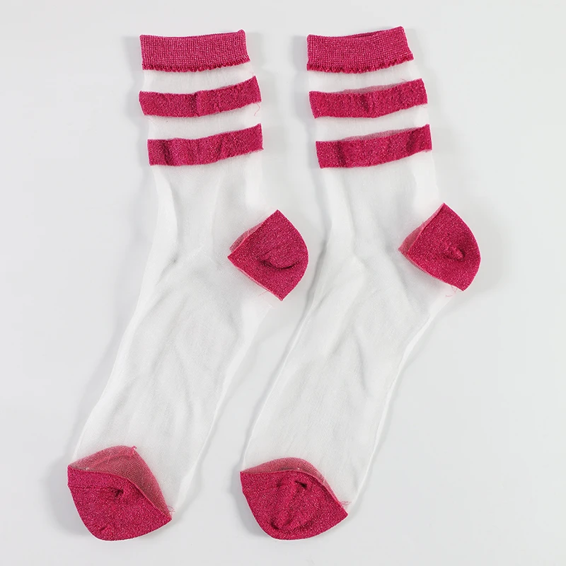 Летние модные прозрачные полосатые дешевые забавные женские черные прозрачные носки