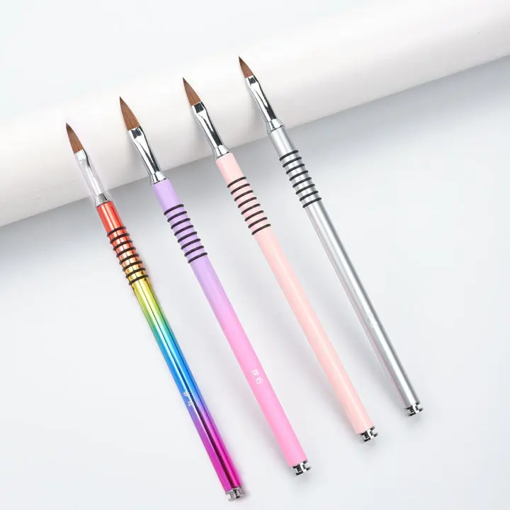 Custom logo  Kolinsky Acrylic Brush Sculpting 3D Acrylic Nail Art Brush Crimped Acrylic Nail Brush #2 #4 #6