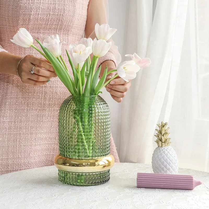 drop shipping ins Green Phnom Penh Transparent Glass Vase Floral Simple Modern Hydroponic Floral artificial flower glass vase