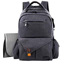 heather black Baby extra large diaper bags Backpack for dad or moms