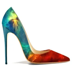 Custom Heel Manufacturer 2021 Spring New Pumps Sexy Stiletto Rainbow Shoes Women
