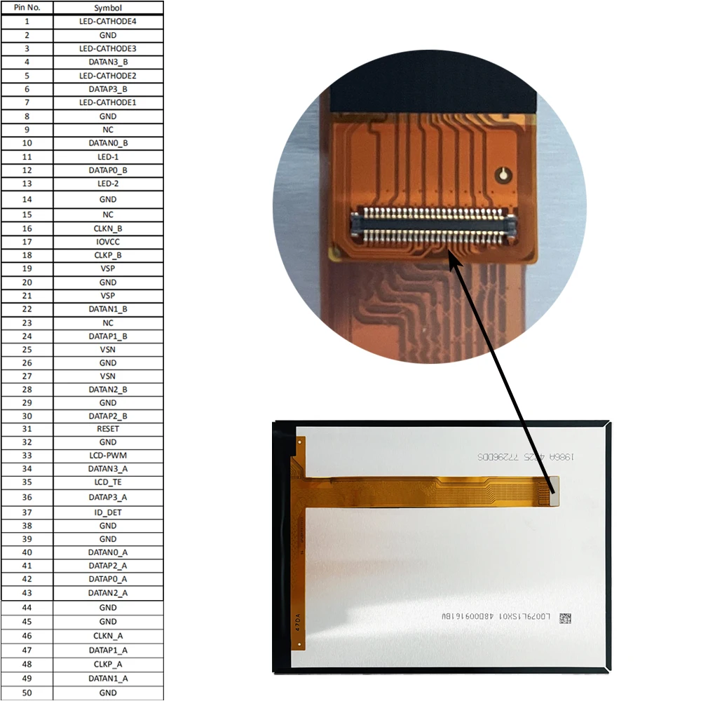 Sharp 7.9/8 Inch 2K 1536*2048 Resolution 4:3 TFT-LCD Display Module 460cd/m2 IPS Panel LCD Screen Ultra-thin