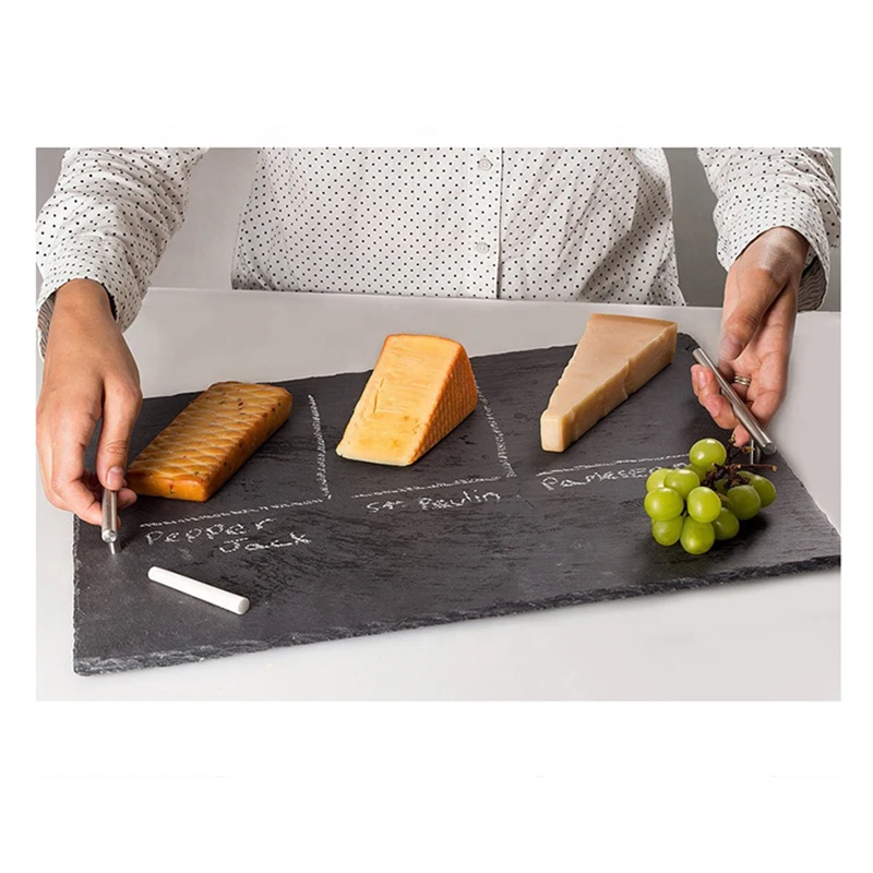 Custom Logo Cheese Burger Slate Serving Tray With Metal Handle