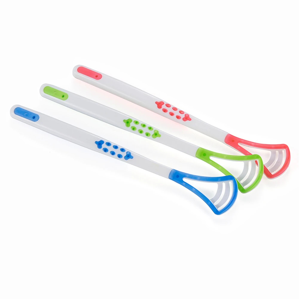 Dental Care Supplier Custom Logo Cheap Price In Stock Silicone Plastic Soft Tongue Cleaner Scraper