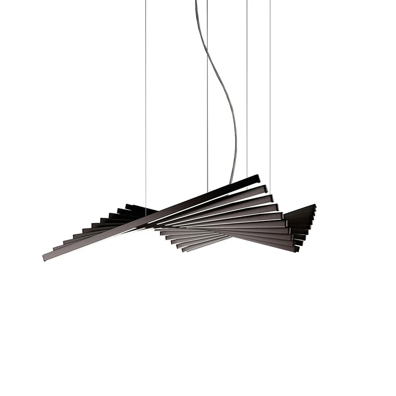 THEN Fishbone lamp Modern rectangular Style livning room black Lighting iron Bar counter chandelier