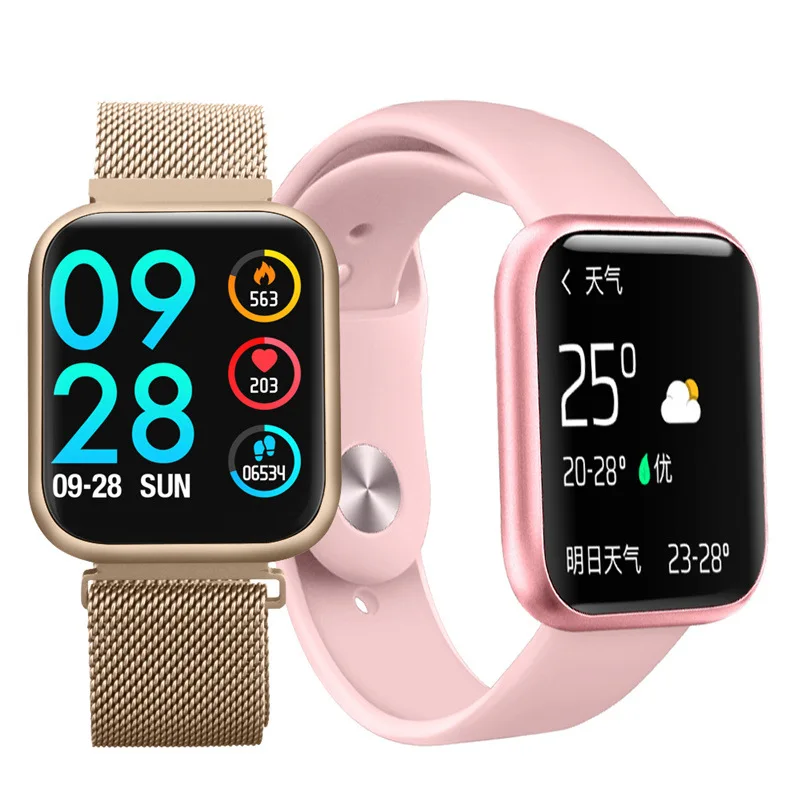 Newest Dynamic heart rate Fit APP smart watch Full touch screen smartwatch P80 with real time blood pressure oxygen monitoring