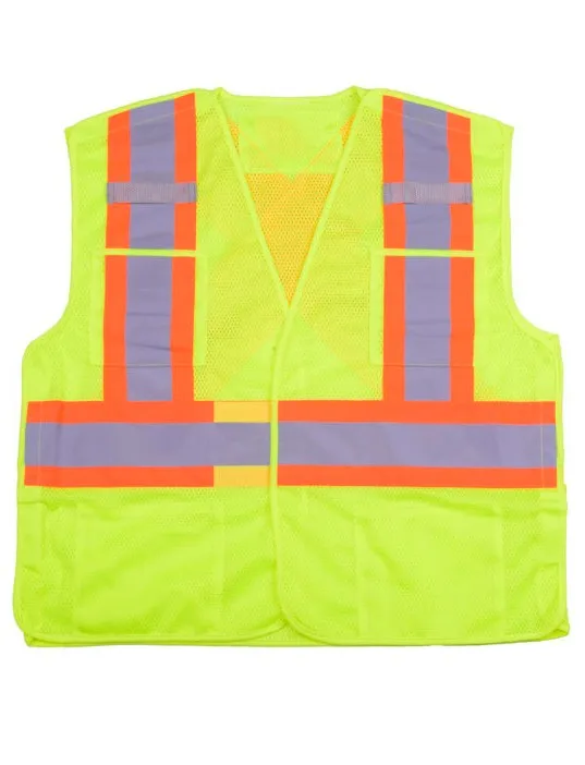 Customized Logo Safety Reflective Strip Mesh Breathable Multi-pocket Traffic Mesh Fabric Work Reflective Safety Jacket Vest
