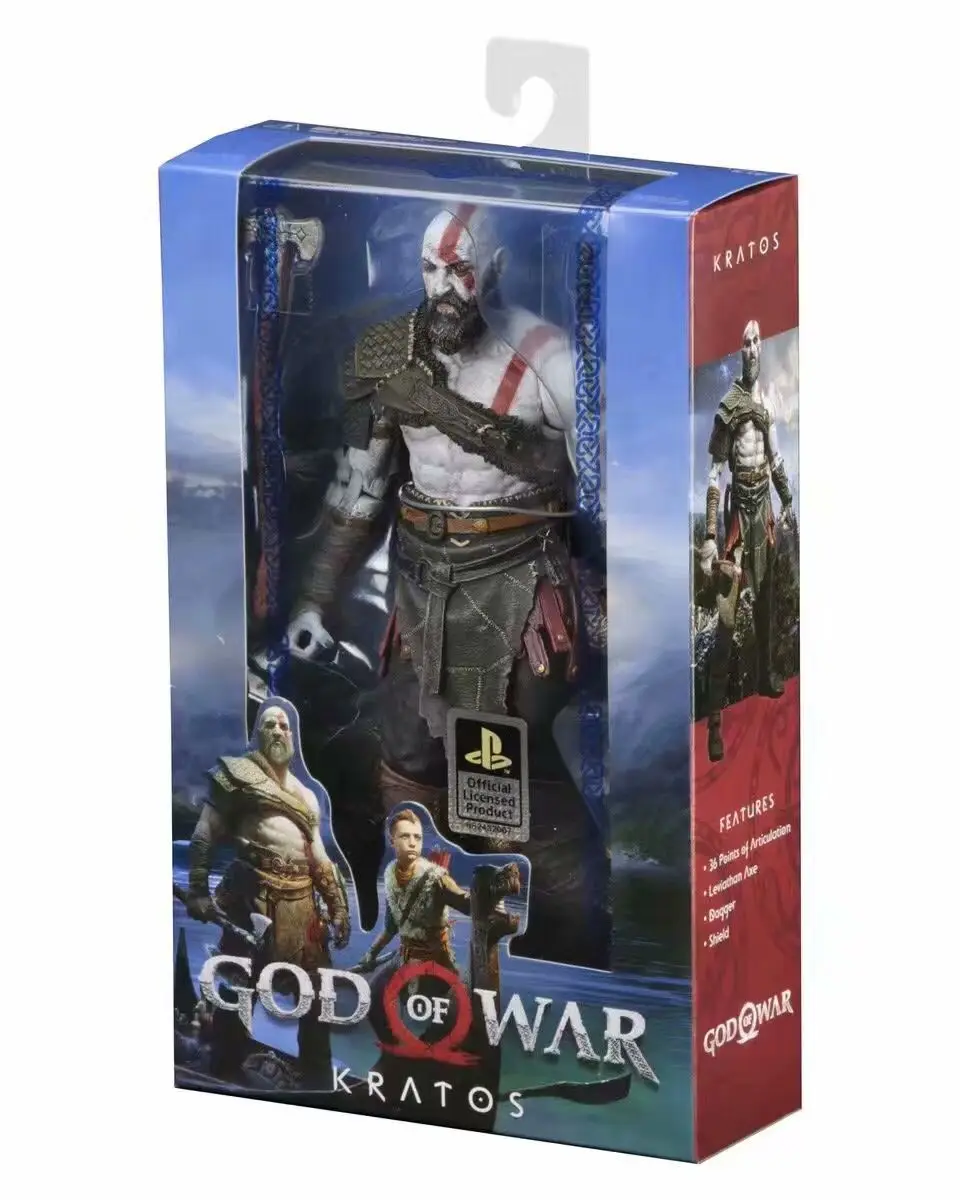 God of war 4 kratos action figure deluxe edition 7 inches of movable kratos ye/head/flame knife version model doll toys NECA