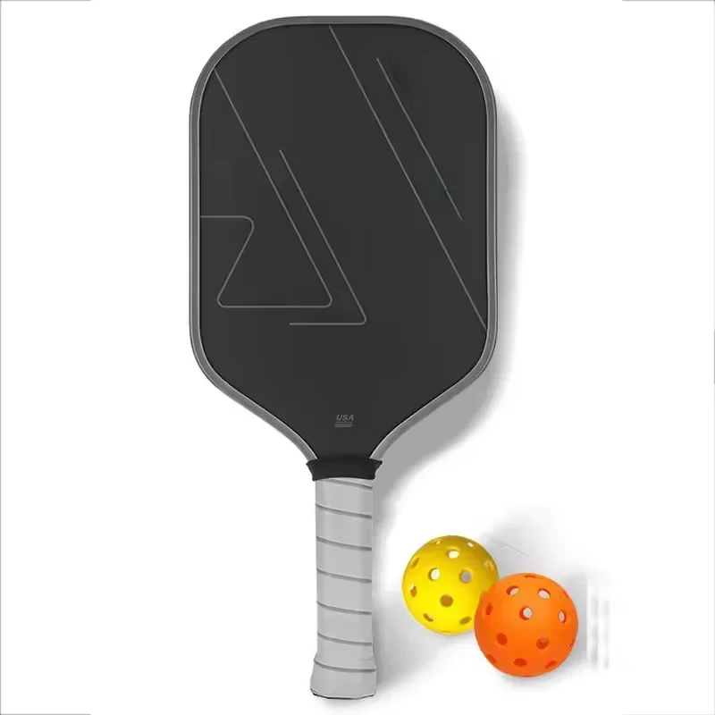 Ergonomic Grip Thermoformed T700 Raw Carbon Fiber Pickleball Paddle Fiberglass Pick Racquet with Spin Textured Surface Foam Edge