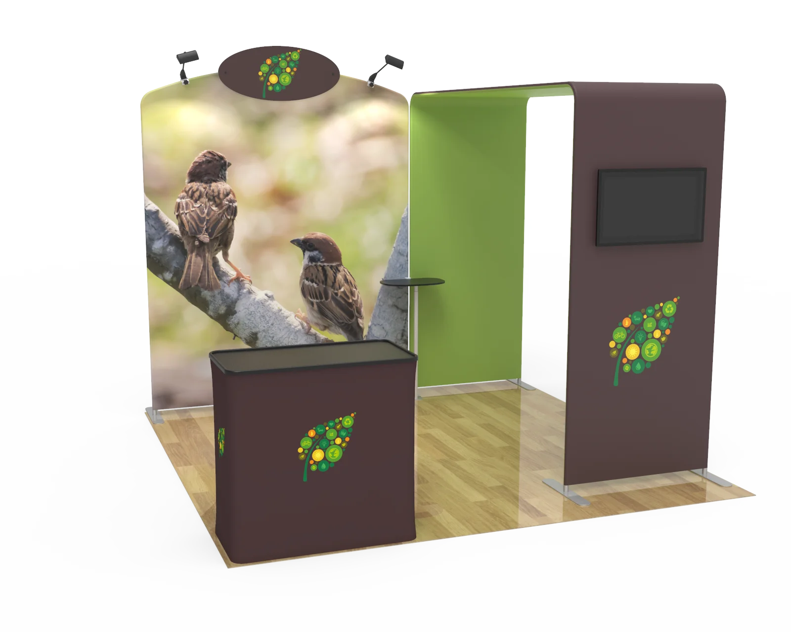 Portable 10*10ft exhibit expo booth with media display stand