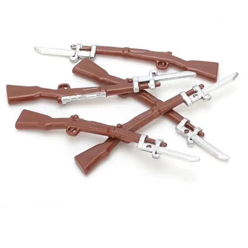 Silver 98k Gun with Knife Weapon MOC Bricks Building Blocks Army Soldier Figure Accessories Military Brick