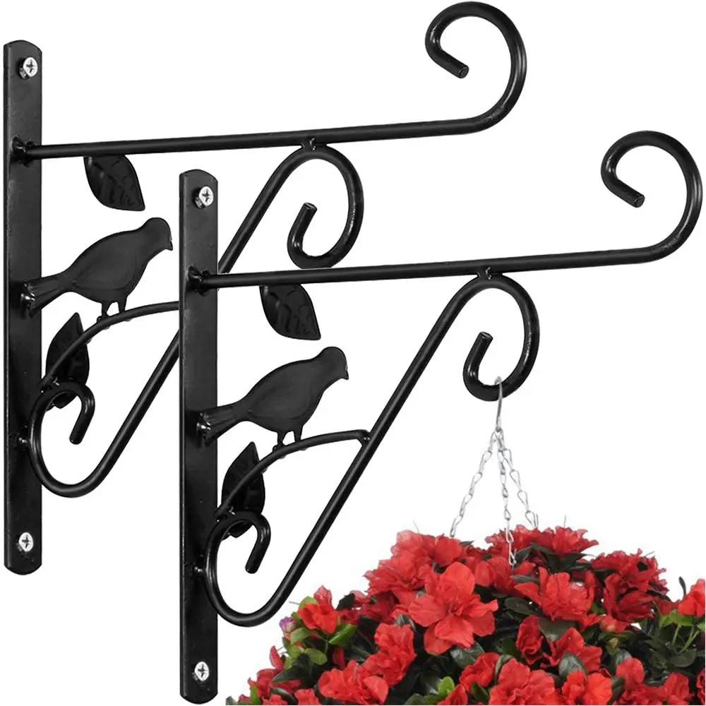 Iron Plant Wall Hanger Decorative Outdoor Metal Hanging Bracket Hook for Basket, Planter, Bird Feeder, Wind chime, Lantern