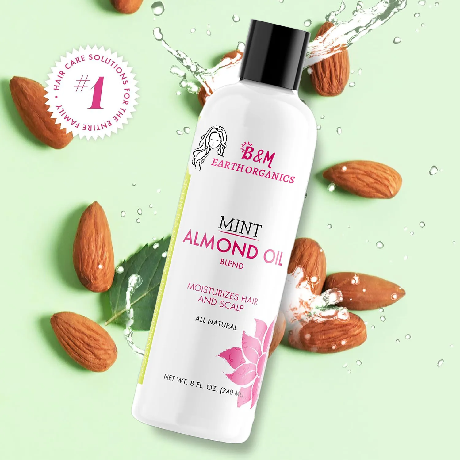 Hair Oil Organics Mint Almond Oil for Healthy Hair and Scalp