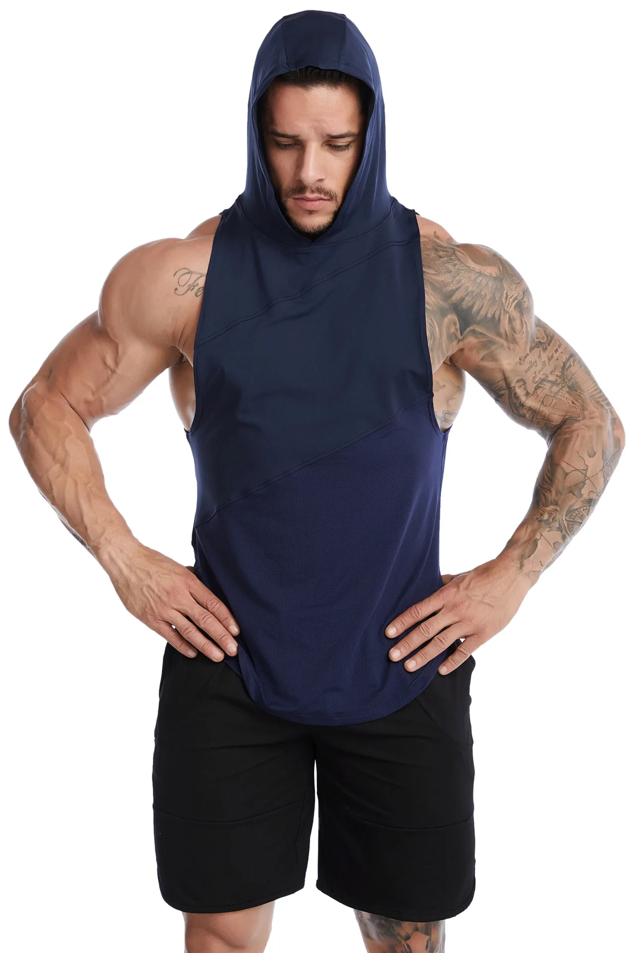 Sleeveless hoodie men Singlen Active Wear Tank Tops Training Tank Top For Mens Polyester Workout Singlets Training Clothing Vets