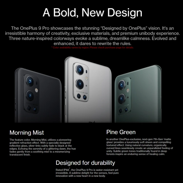 Мобильный телефон Oneplus 9 Pro 5G большой емкости SN 888 6 7 дюйма LTPO AMOLED 48 МП камера 65 Вт суперзарядка смартфон