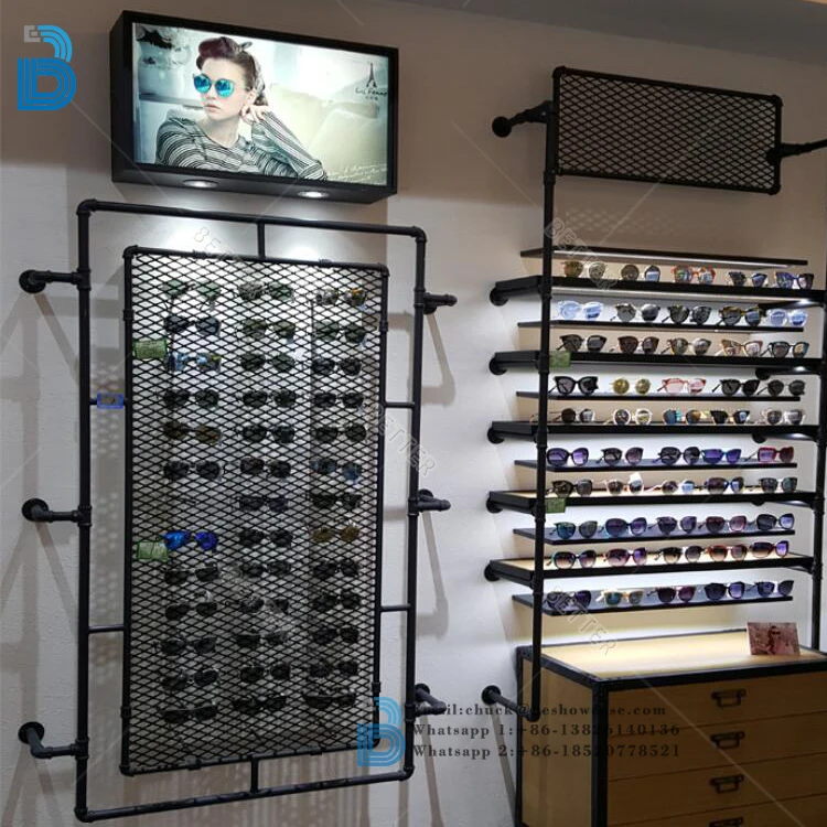 Customized optical store wall mount sunglasses display holder rack eyewear displays