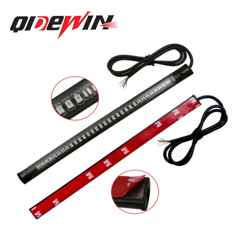 Motorcycle Light Strip Dual Color Waterproof DC 12V Flexible Stop Running Light Turn Signal Brake Tail Strip for Car ATV Niva