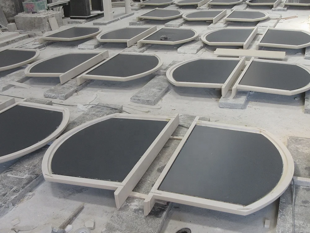 Ivory Pearl Polar White Grey Micro Marble Artificial Stone Fireplace Arched Overmantel with Mirror