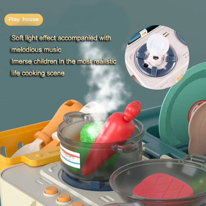 Pretend Play Toys For Kids Multifunctional Electric Shopping Cart with light music Mini Simulation Kitchen Cooking Toy