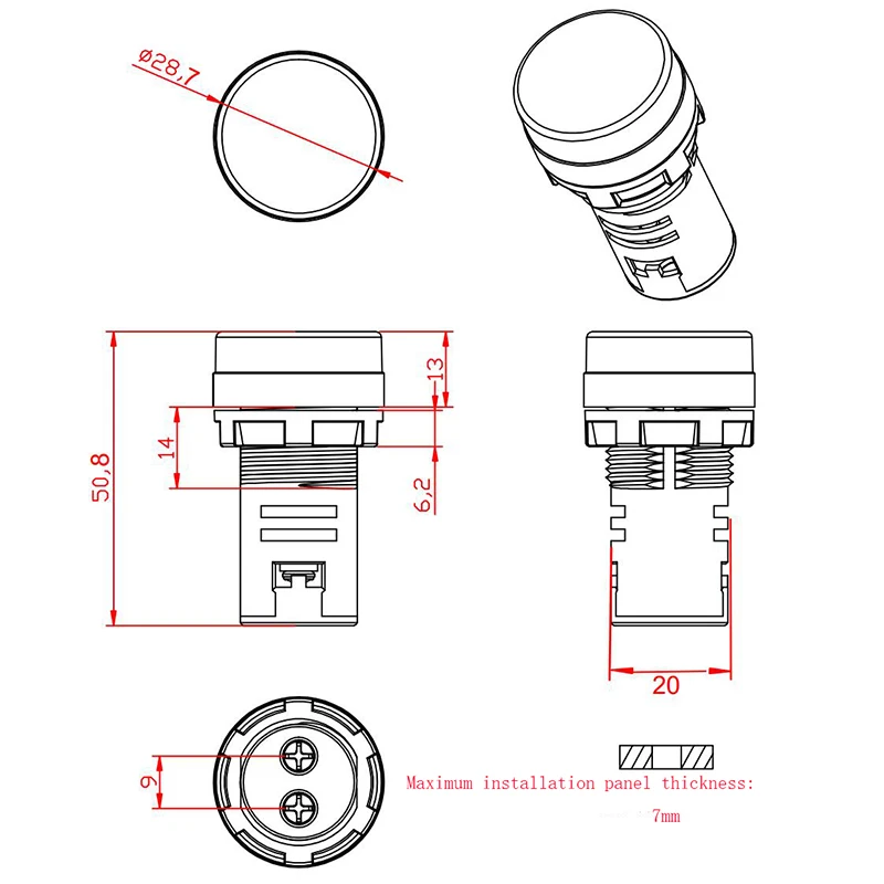 AD22-22DS LED Pilot Lamp Custom, High Quality Indicator Lamp Signal lamp Industrial Led Indicator Light 22MM 1W