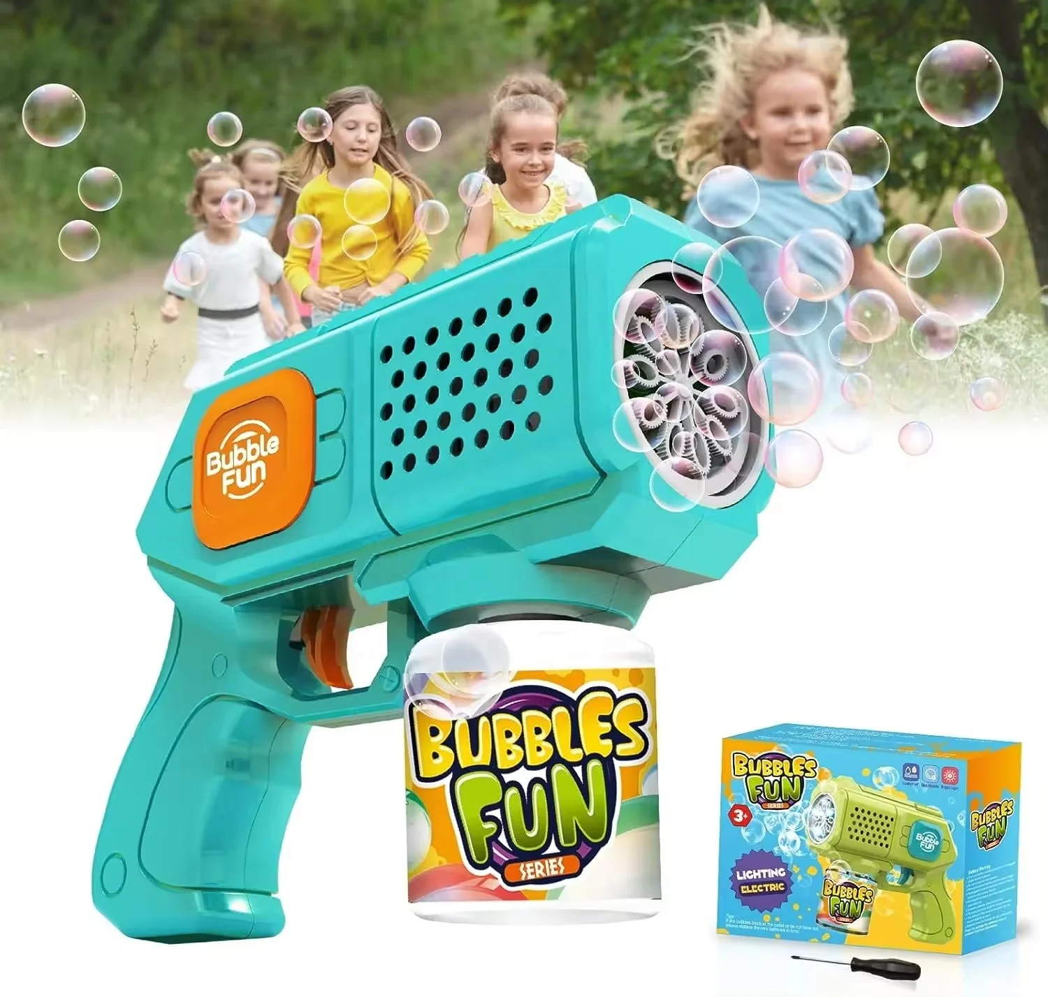 Wholesale Custom Kids Bubble Toy Automatic Light Up Bubble Blower Bubble Gun Toy For Party Wedding